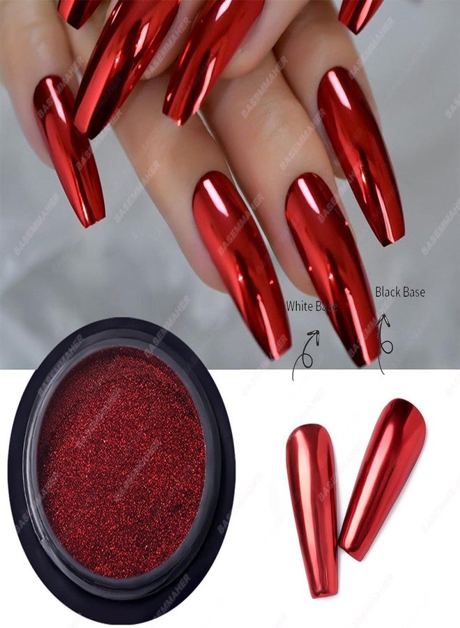BASEMMAHER 2 Colors Red Green Chrome Nail Powder Metallic Mirror Effect for Nails Art Design Holographic Glitter Pigment Dust for DIY Manicure Decorations - Image 3