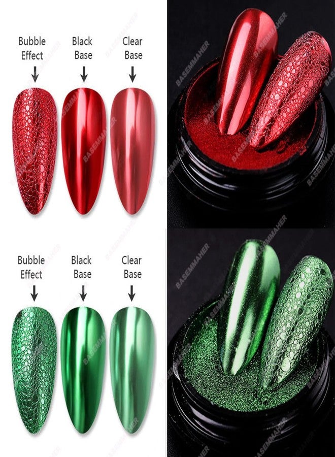 BASEMMAHER 2 Colors Red Green Chrome Nail Powder Metallic Mirror Effect for Nails Art Design Holographic Glitter Pigment Dust for DIY Manicure Decorations - Image 2