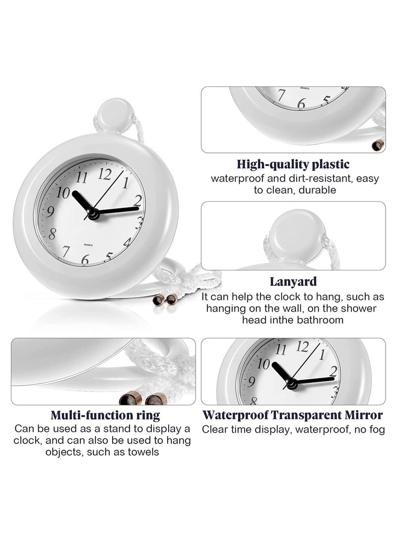 SYOSI - Bathroom Hanging Clock White Shower Wall Clock Water Resistant Clock Rope Hanging Waterproof Clock Small Digital Clock Bathroom with Easy Reading Clock Face for Bathroom Pool Supplies - Image 1