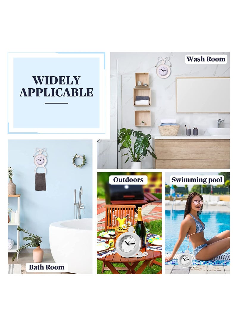 SYOSI - Bathroom Hanging Clock White Shower Wall Clock Water Resistant Clock Rope Hanging Waterproof Clock Small Digital Clock Bathroom with Easy Reading Clock Face for Bathroom Pool Supplies - Image 1