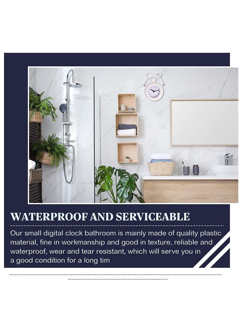 SYOSI - Bathroom Hanging Clock White Shower Wall Clock Water Resistant Clock Rope Hanging Waterproof Clock Small Digital Clock Bathroom with Easy Reading Clock Face for Bathroom Pool Supplies - Image 1
