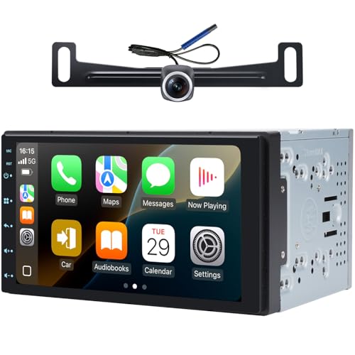 AINAVI 7" 2+32G Android Double Din Car Radio Stereo CarPlay/Android Auto, 48B EQ&DSP, 4.1-Channel, Outputs 240W, SWC/Bluetooth/AM/FM (with Backup Camera) - Image 1