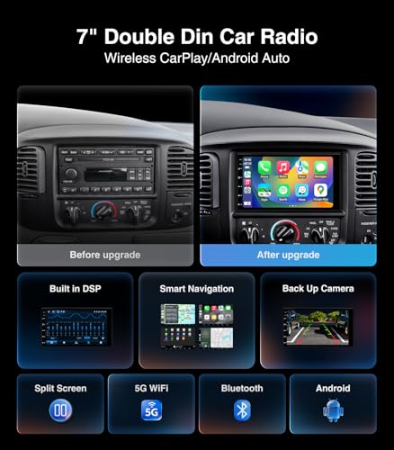 AINAVI 7" 2+32G Android Double Din Car Radio Stereo CarPlay/Android Auto, 48B EQ&DSP, 4.1-Channel, Outputs 240W, SWC/Bluetooth/AM/FM (with Backup Camera) - Image 2