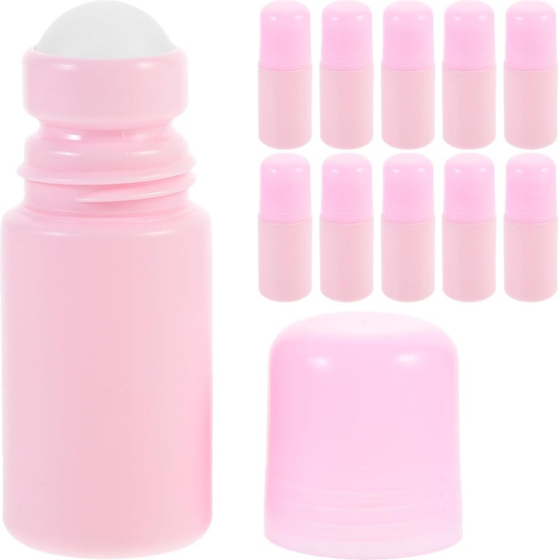 10pcs 50ml Roller Perfume Bottles Refillable Essential Oil Containers with Pink Caps for Aromatherapy Travel and Personal Care - Image 1