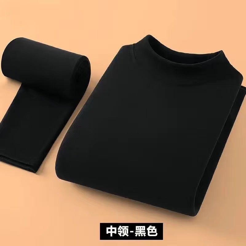 بدلة حرارية للرجال لفصل الخريف والشتاء مصنوعة من الفيلفيت المزدوج الجوانب ذات الياقة شبه العالية ملابس خريفية للشباب والبالغين، سروال، قميص أساسي - Image 5