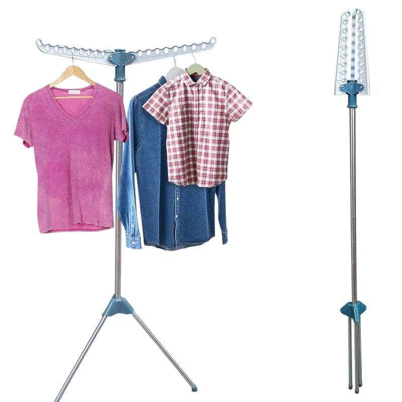 Hyfive Clothes Airer Drying Rack Foldable Laundry Rail Hanger Indoor Outdoor  Single Tier