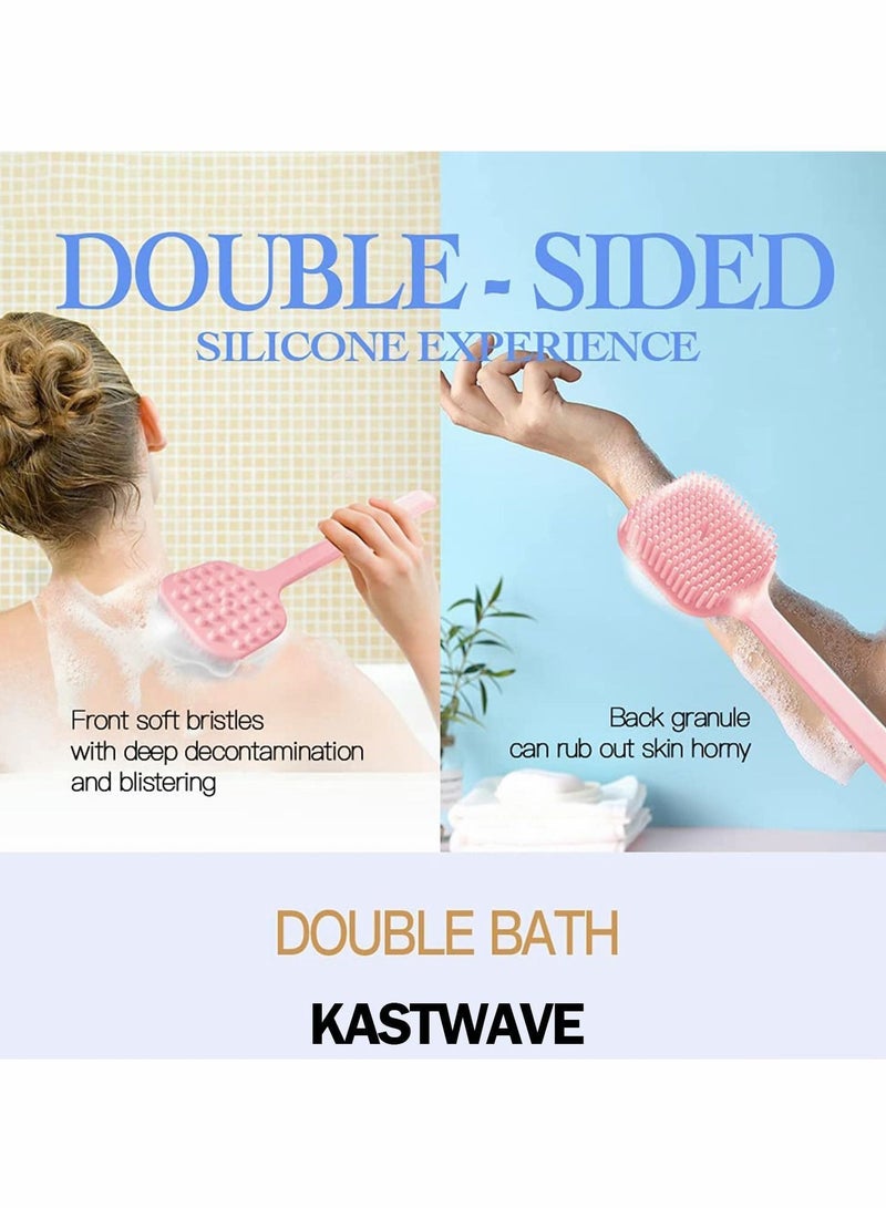NIBEMINENT Shower Brush Silicone Back Long Handle for - Image 2