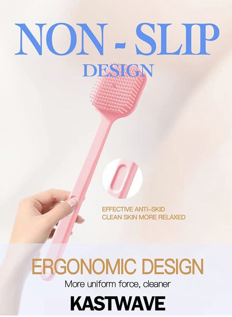NIBEMINENT Shower Brush Silicone Back Long Handle for - Image 5