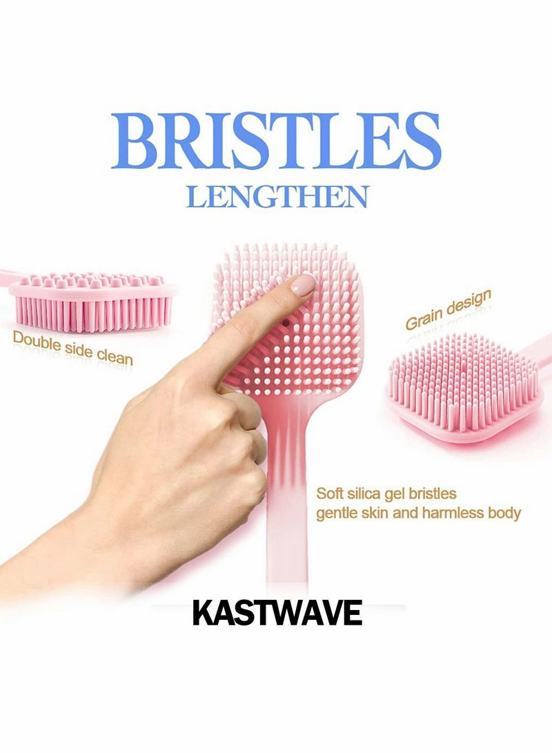 NIBEMINENT Shower Brush Silicone Back Long Handle for - Image 3
