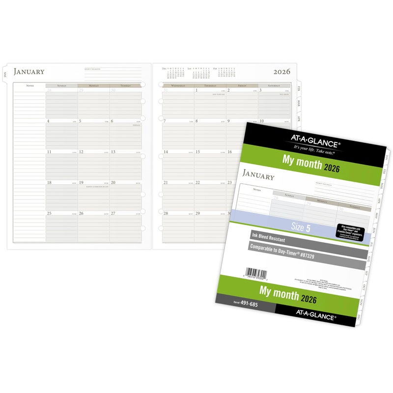 AT-A-GLANCE 2026 Planner Refill, Monthly, 8-1/2" x 11", Folio Size 5, Loose-Leaf (491-685-26) - Image 4