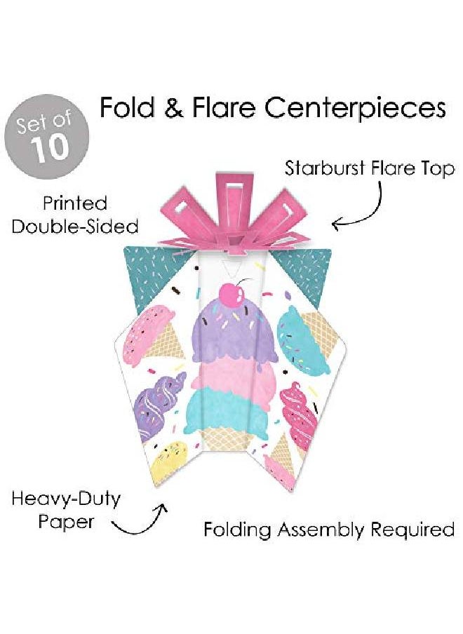 Big Dot of Happiness - Scoop Up The Fun Ice Cream Table Decorations Sprinkles Party Fold And Flare Centerpieces 10 Count - Image 1