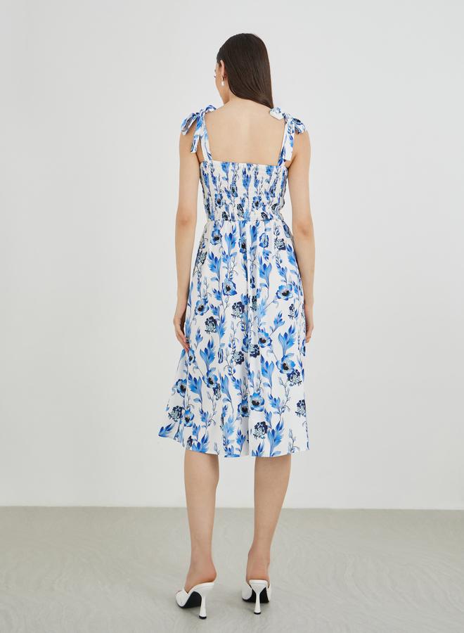 Take Two Floral Print A-Line Smocking Detail Maxi Dress - Image 5