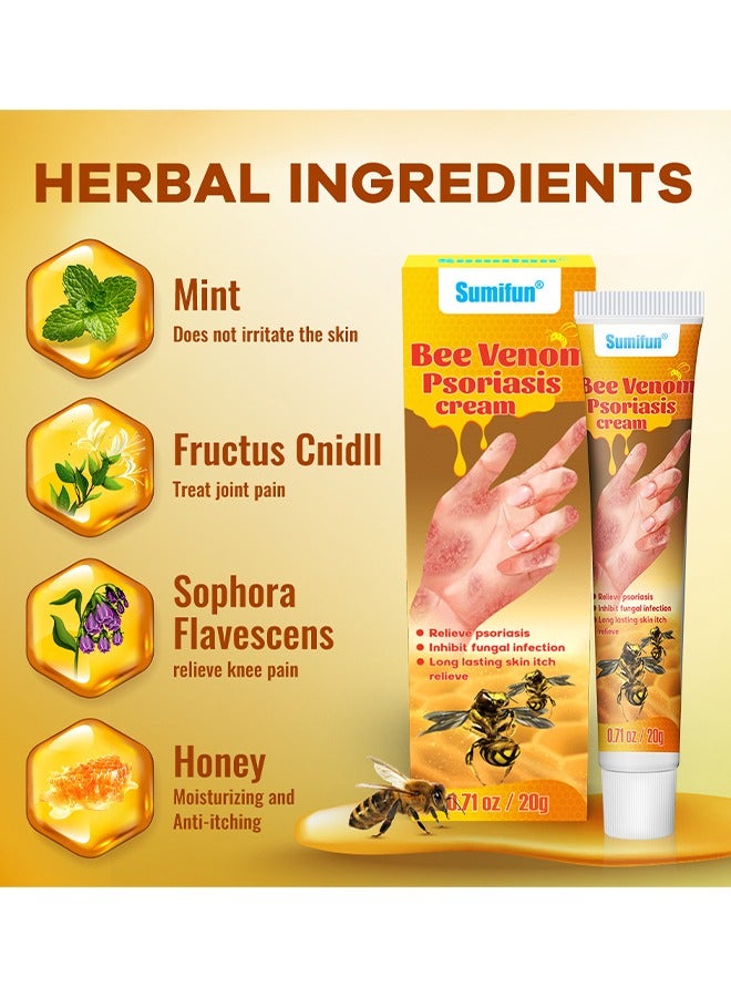 سوميفون كريم الصدفية بسم النحل - نيوزيلندا كريم الصدفية بروفيشنال بينوم لحكة الجلد كريم سريع للوجه والجسم - كريم مهدئ ومرطب للصدفية 20 جم - Image 3