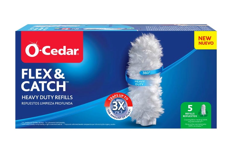 أو سيدر O-Cedar Flex & Catch Huffice Dusting Risking (5 Count) | إعادة التخلص من إعادة الملء مع الألياف التنظيف المصنوعة من المواد المعاد تدويرها 100 ٪ | الفخاخ 3x غبار أكثر من Duster الريش التقليدية - Image 1