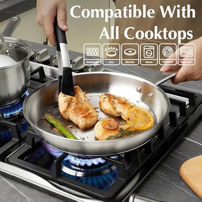 KOCH SYSTEME CS 20 Cm Stainless Steel Frying Pan Small Silver Skillet 188 Stainless Steel Riveted Handle Induction Compatible Dishwasher  Oven Safe - Image 5