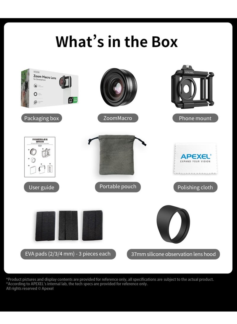APEXEL - ZM100MM Machine lens Eye Observation Mode Zoom Macro Zoom In Epic For Macro Universal Clamp Micro Lenses For Samsung Iphone And All Smartphones - Image 1