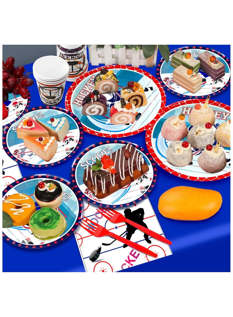 FRUITFUL PARTY Hockey Birthday Decorations, 168 Pcs Hockey Party Decorations & Hockey Tableware Set - Hockey Party Balloons Banner Backdrop & Hockey Plates Napkins Tablecloth etc Ice Hockey Birthday Party Supplies - Image 4