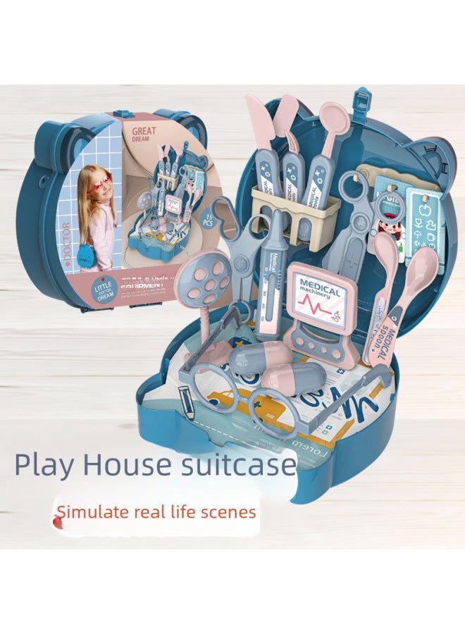 Online Small Doctor Toy Set Dentist Nurse Boy Children's Play Kitchen Dessert Children's Toys-Color:Suitcase-Dressing Table Set - Image 2