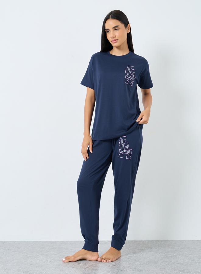 Styli LA Graphic Dropped Shoulder T-Shirt and Pyjama Set - Image 2