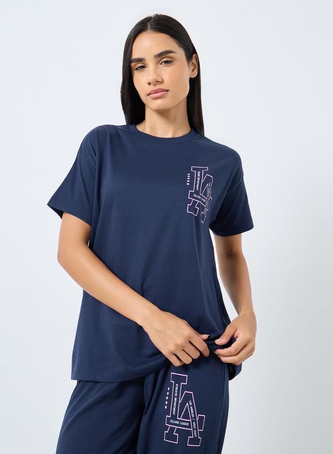 Styli LA Graphic Dropped Shoulder T-Shirt and Pyjama Set - Image 3