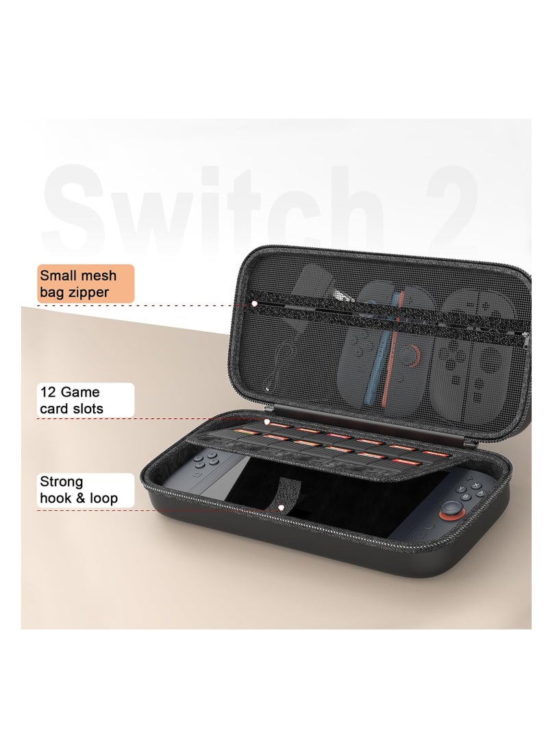 Highdas Protection Bundle for Nintendo Switch 2, Switch 2 Accessories with Console Carrying Case, 2x Tempered Glass Screen Protectors, 2x Joy-Con Controller Cases, 6x Anti-Slip Thumb Grip Caps, All-in-One Travel Kit - Image 3