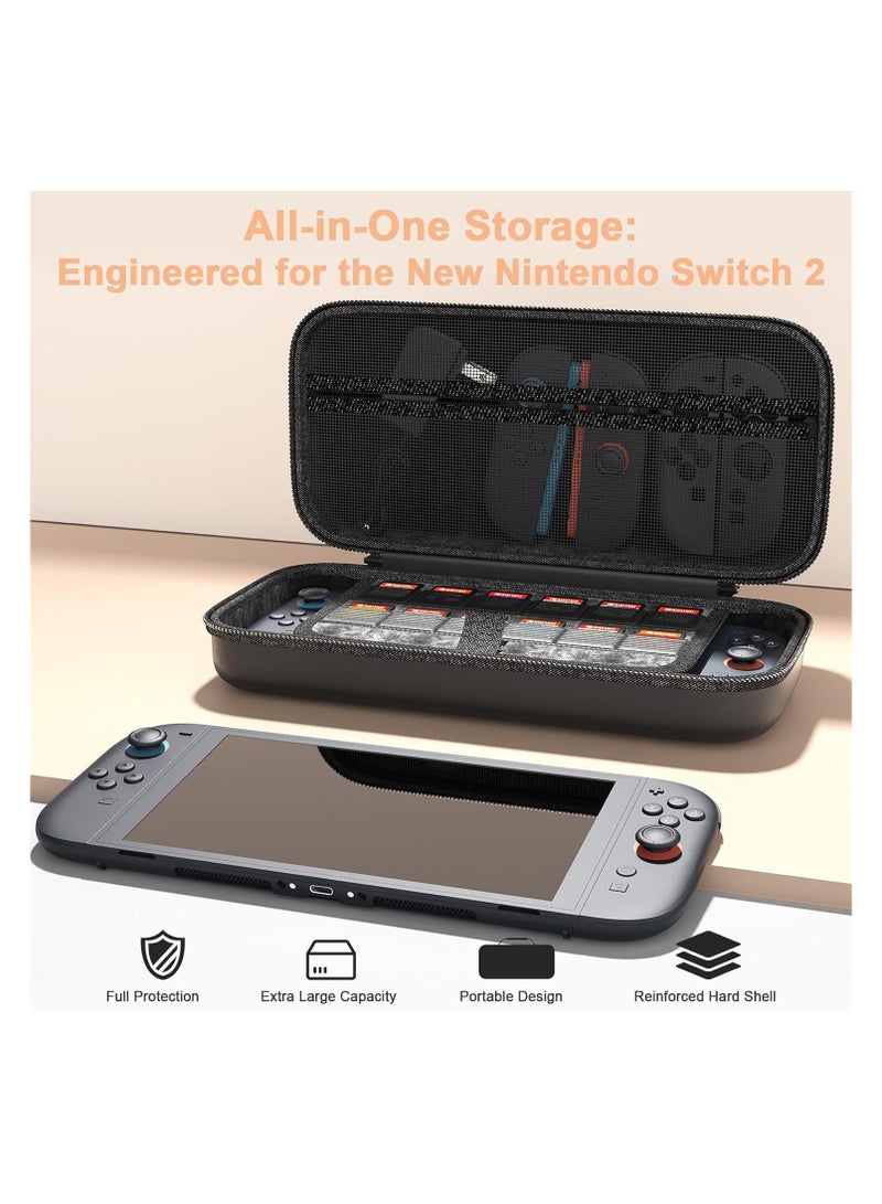 Highdas Protection Bundle for Nintendo Switch 2, Switch 2 Accessories with Console Carrying Case, 2x Tempered Glass Screen Protectors, 2x Joy-Con Controller Cases, 6x Anti-Slip Thumb Grip Caps, All-in-One Travel Kit - Image 2