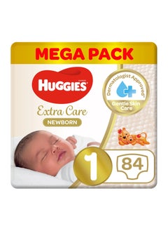 Huggies Extra Care Newborn Tape Stye Diapers, 84 Pieces Mega Pack, Size 1, 0 to 5kg - 12h Protection, Dermatologist Approved, Breathable - pzsku/Z3EE8526DF937CBEEEDA4Z/45/_/1740859955/a0565a4f-e745-4611-9115-6c435d7a7644