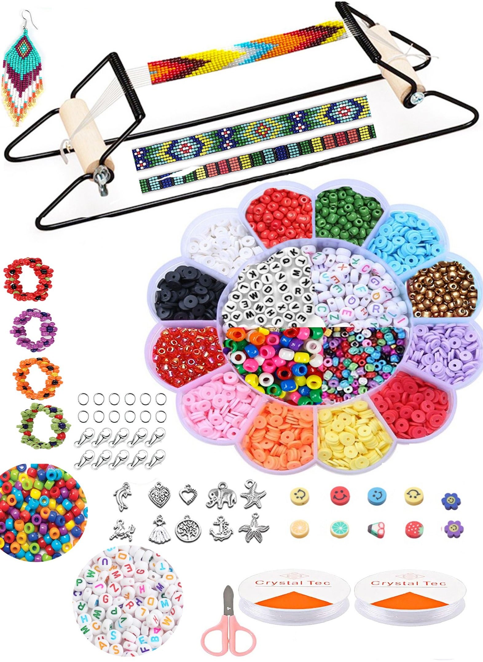 Mountain Gems Frame Bead Loom Kit for Beaded Bracelets Earrings Belts Making Includes Seed Beads 