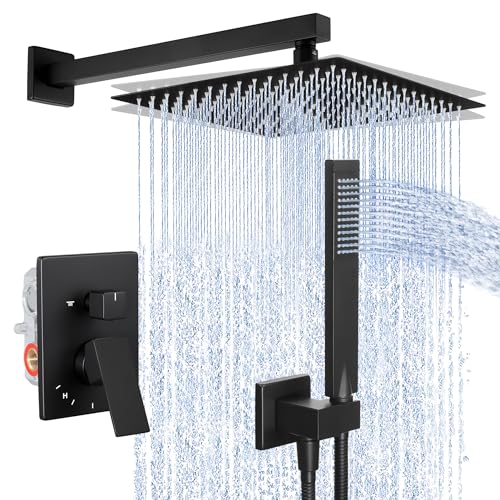 KES Shower Faucet, Shower Faucets Sets Complete 12 Inch Rain Shower Head with Handheld Spray, Pressure Balance Shower System (cUPC Certified Shower Valve Included), Matte Black, XB6230F18S12-BK - Image 1