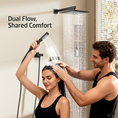 KES Shower Faucet, Shower Faucets Sets Complete 12 Inch Rain Shower Head with Handheld Spray, Pressure Balance Shower System (cUPC Certified Shower Valve Included), Matte Black, XB6230F18S12-BK - Image 2