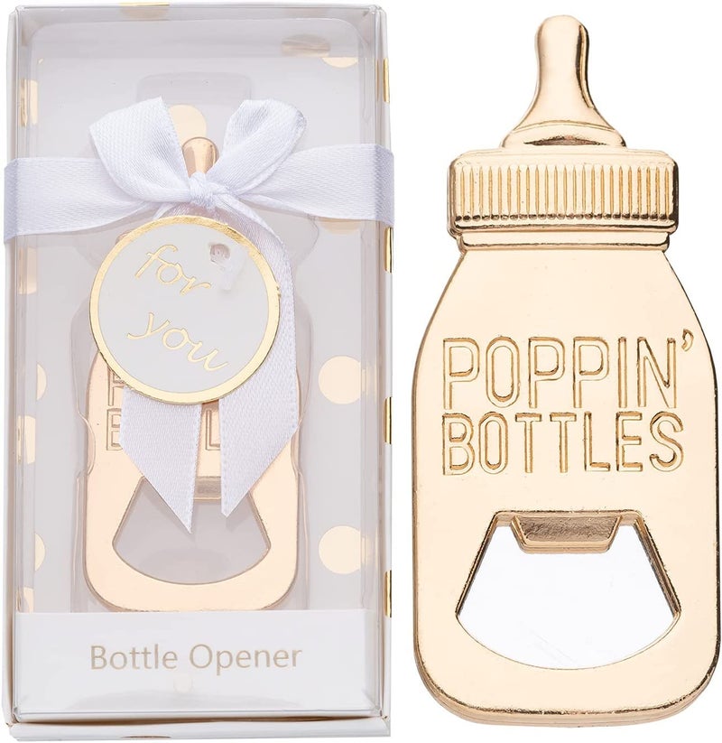YKLIGTN YKLIGTN 50PCS Baby Bottle Openers for Baby Shower Favors Gifts Decorations or Souvenirs with Gift Box Popping Design for Boy or Girl 