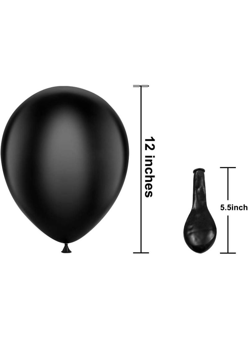 بالونات حفلات من اللاتكس باللون الأسود - عبوة تحتوي على 50 بالون بحجم 12 بوصة، مناسبة للهيليوم، بلون أسود غير لامع، مثالية لتزيين حفلات الزفاف والتخرج والمواليد وأعياد الميلاد. - Image 3