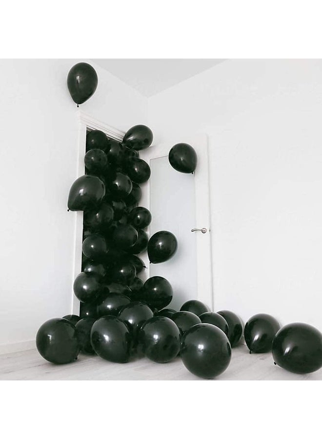 بالونات حفلات من اللاتكس باللون الأسود - عبوة تحتوي على 50 بالون بحجم 12 بوصة، مناسبة للهيليوم، بلون أسود غير لامع، مثالية لتزيين حفلات الزفاف والتخرج والمواليد وأعياد الميلاد. - Image 4