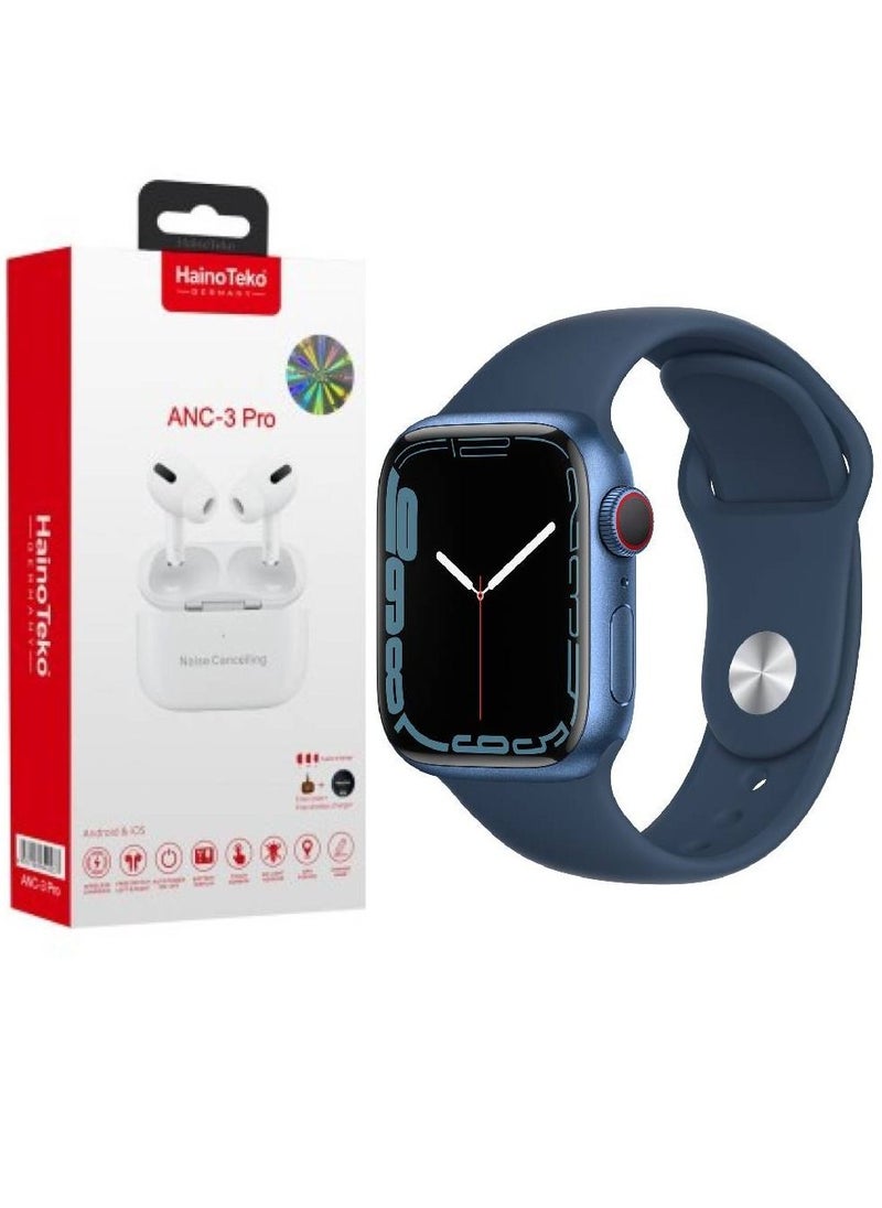 Germany 2 In 1 ANC-3 Pro Bluetooth Wireless Headset White And HW16 Smart Watch
