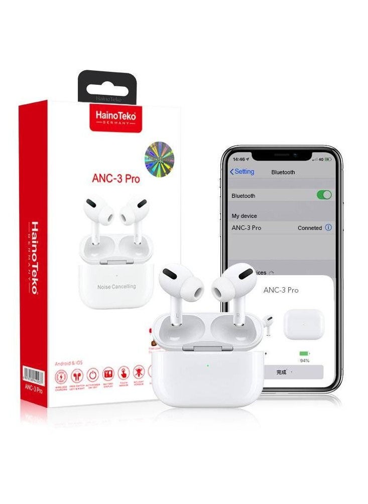 Germany 2 In 1 ANC-3 Pro Bluetooth Wireless Headset White And HW16 Smart Watch