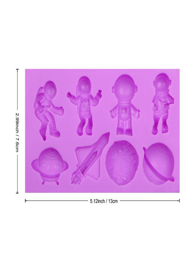 acvcatto Astronaut Fondant Molds Rocket Planet Silicone Molds Space Spaceship Chocolate Molds for Baby Shower Cake Decoration Cupcake Topper Candy Gum Paste Polymer Clay - Image 2