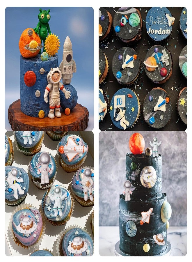 acvcatto Astronaut Fondant Molds Rocket Planet Silicone Molds Space Spaceship Chocolate Molds for Baby Shower Cake Decoration Cupcake Topper Candy Gum Paste Polymer Clay - Image 4