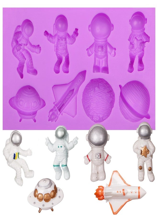 acvcatto Astronaut Fondant Molds Rocket Planet Silicone Molds Space Spaceship Chocolate Molds for Baby Shower Cake Decoration Cupcake Topper Candy Gum Paste Polymer Clay - Image 1