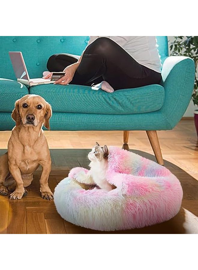 Rainbow Color Donut Pet Bed For Cats And Dogs Indoor 40x40cm - Image 3
