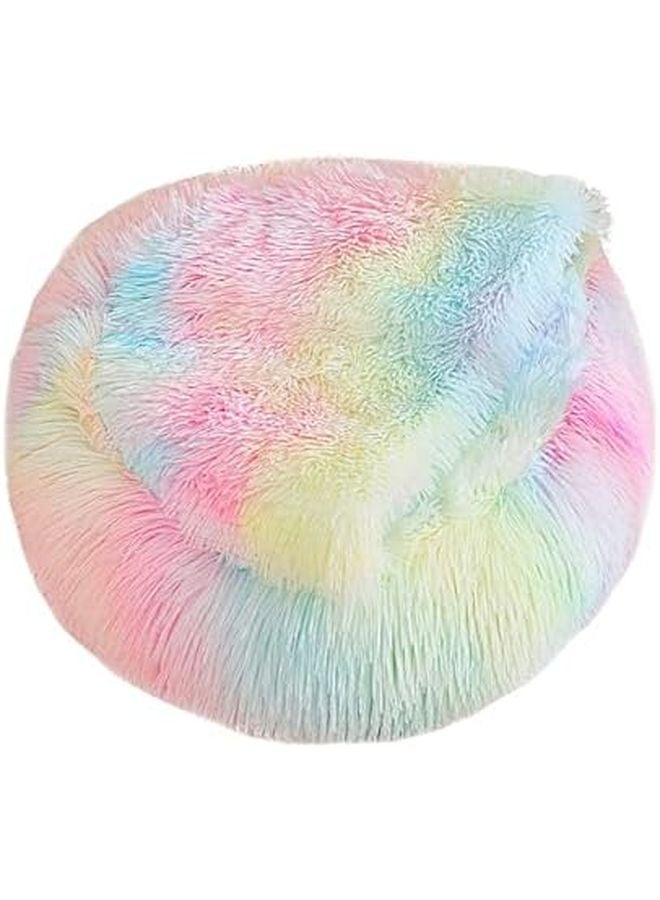 Rainbow Color Donut Pet Bed For Cats And Dogs Indoor 40x40cm - Image 1