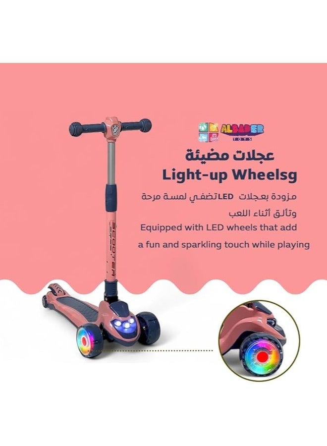 البدر سكوتر يدوي من البدر، سكوتر توازن مصنوع من بلاستيك PVC بارتفاع قابل للتعديل وقابل للطي، سكوتر بثلاث عجلات للاطفال للبنات والاولاد في الهواء الطلق، سكوتر يدوي للاطفال من عمر 2-10 سنوات - Image 2