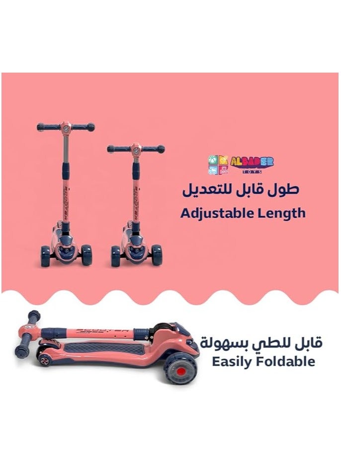 البدر سكوتر يدوي من البدر، سكوتر توازن مصنوع من بلاستيك PVC بارتفاع قابل للتعديل وقابل للطي، سكوتر بثلاث عجلات للاطفال للبنات والاولاد في الهواء الطلق، سكوتر يدوي للاطفال من عمر 2-10 سنوات - Image 3