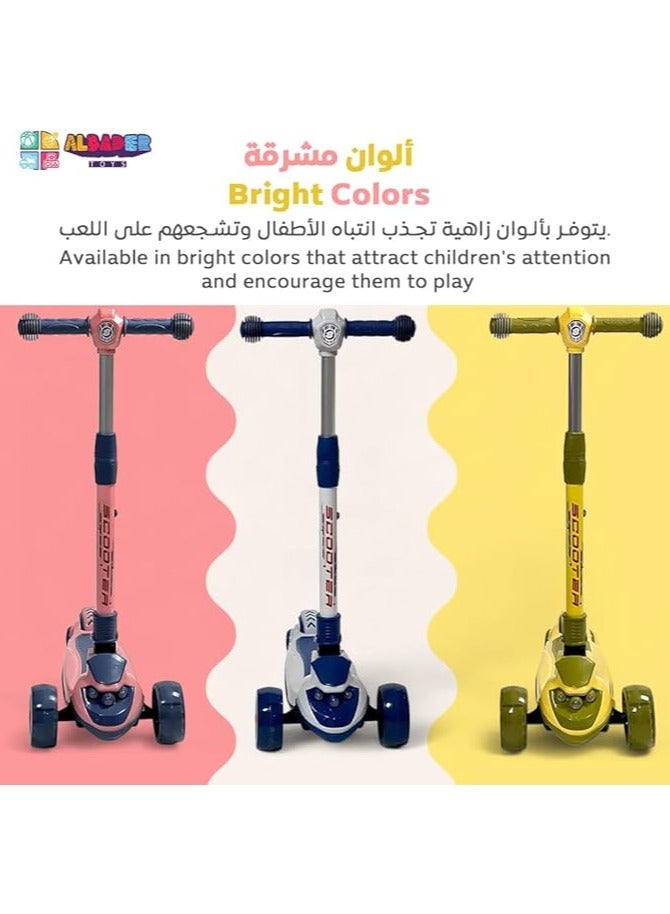 البدر سكوتر يدوي من البدر، سكوتر توازن مصنوع من بلاستيك PVC بارتفاع قابل للتعديل وقابل للطي، سكوتر بثلاث عجلات للاطفال للبنات والاولاد في الهواء الطلق، سكوتر يدوي للاطفال من عمر 2-10 سنوات - Image 5