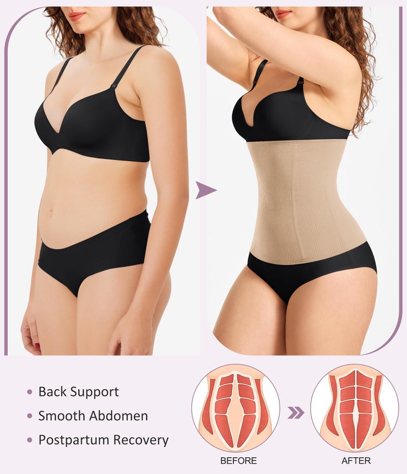 YERKOAD Waist Trainer for Women Corset Shapewear Tummy Control Faja Body Shaper Seamless Waist Cincher Postpartum Belly Band(Medium, Beige) - Image 4