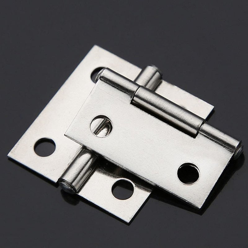 Teclican Mini Silver Hinges Small Hinge Vintage Hinge Door Hinge Folding Butt Hinges with Screw Open 270 Degree 24x20mm HW Pack of 10  - Image 1