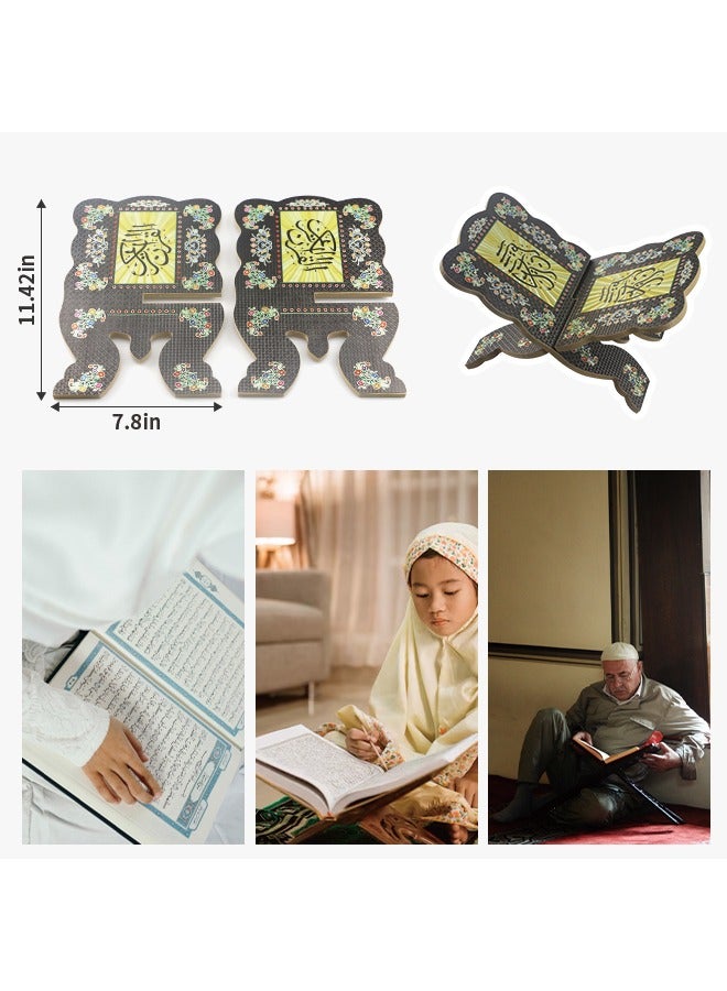 Beauenty Durable Wooden Quran Stand Premium Quran Holder with Exquisite Painted Patterns Portable Detachable Prayer Book Stand for Daily Use High-quality Ramadan Reading Shelf for Home, Office, Travel - Image 5