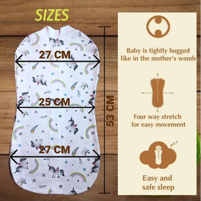 MammaChamp Zipper Swaddle Sleeping SackBlanketsWrapPodBag New Born Baby for 03 Months Pack of 1 Print Unicorn - Image 2
