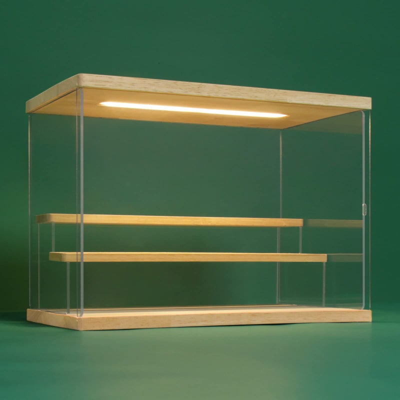NONEMEY Clear Acrylic Display Case Stand with Led Light 23456 Tier Storage Box Showcase Dustproof Organizer Box for Collectibles 3Tier 12479inch