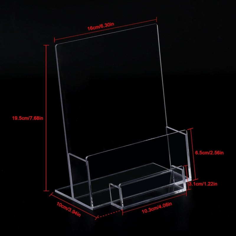 Al Raied ARS A5 Leaflet Holder with Business Card Holder, Crystal Clear Acrylic Brochure Holder 2 Pack - Image 3