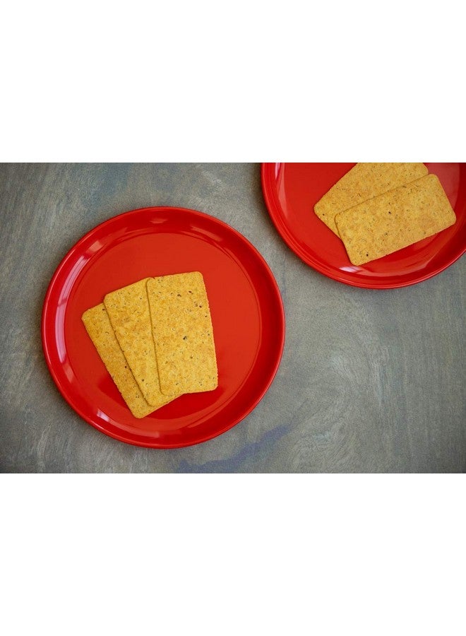 Everbuy Plastic Unbreakable Round Microwave Safe Full Dinner Plate & Bowl Set (4 Plates & 4 Bowls)- Cherry Red - Image 5